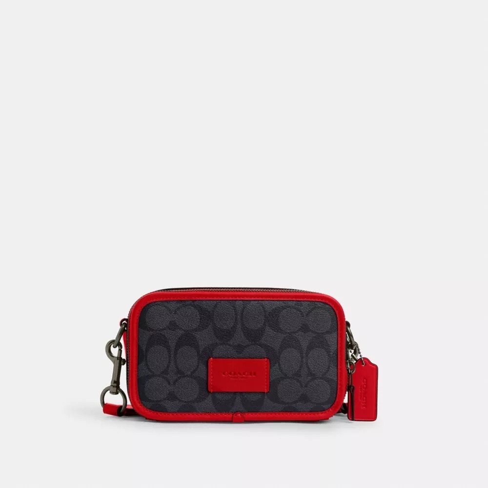 Coach Signature Canvas Crossbody Bag - Red and Black